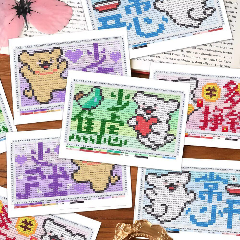 24 карти с линейни рисунки на кученца от перлени мъниста — DIY шаблони за bead art