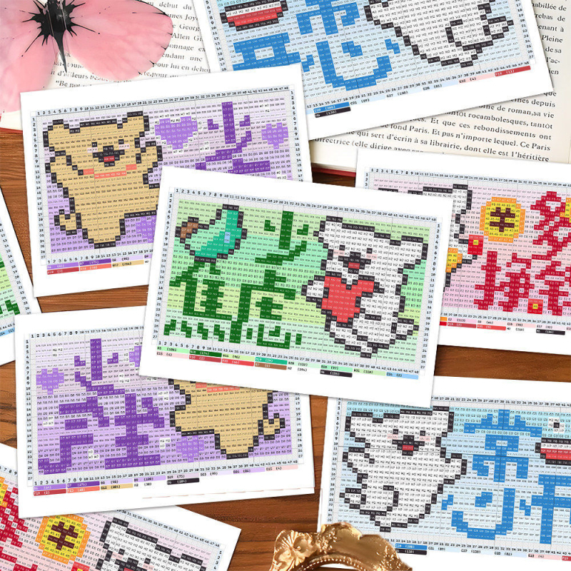 24 карти с линейни рисунки на кученца от перлени мъниста — DIY шаблони за bead art