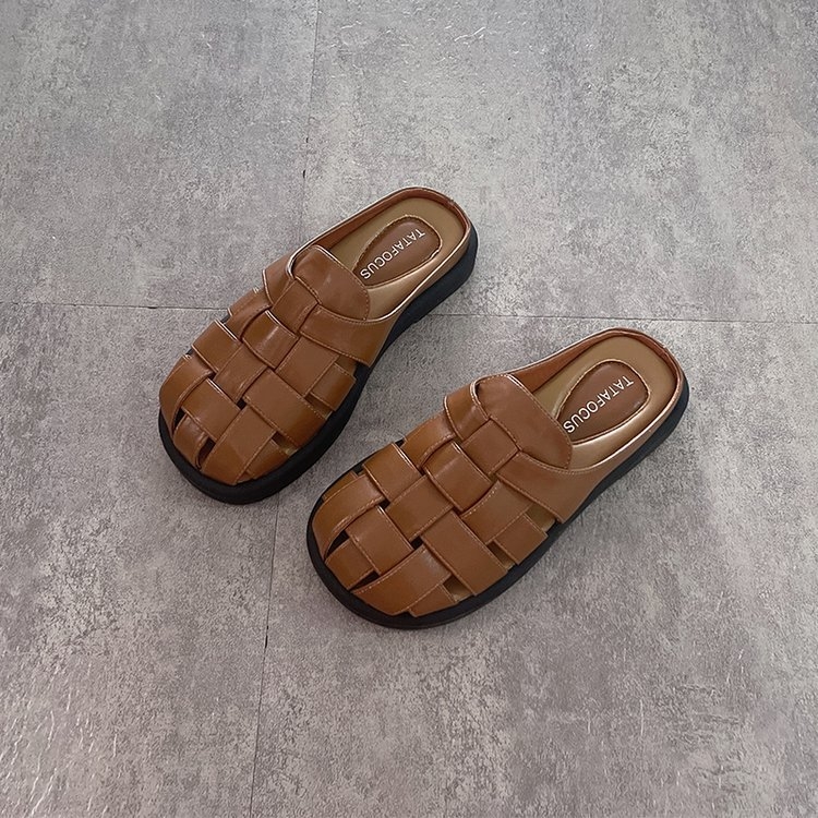 Ženske sandale od prave kože s zatvorenim prstom, ljetne casual sandale, srebrne, ravna potplata