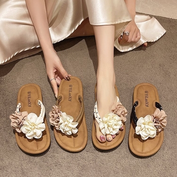 Ženske plažne sandale s cvjetnim uzorkom, ljeto, ravne udobne sandale, casual stil