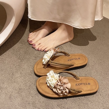 Ženske plažne sandale s cvjetnim uzorkom, ljeto, ravne udobne sandale, casual stil