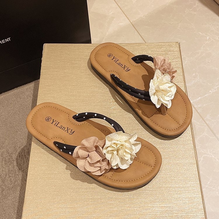 Ženske plažne sandale s cvjetnim uzorkom, ljeto, ravne udobne sandale, casual stil