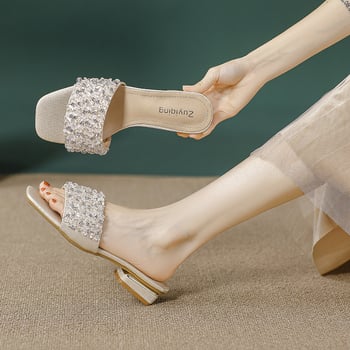Ženske sandale s rhinestones i perlicama, široka stopala, EU 41–43, ljetni stil