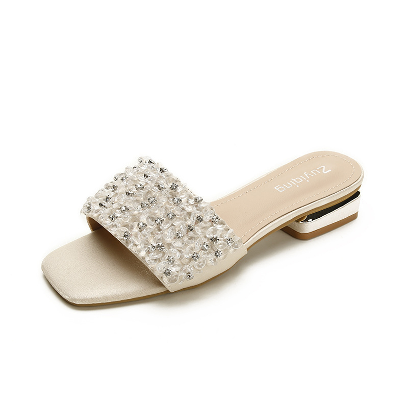 Ženske sandale s rhinestones i perlicama, široka stopala, EU 41–43, ljetni stil