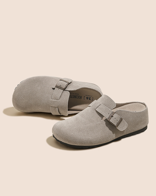 Boconstudio női cipő 6 cm-es magasságnövelő, valódi bőr, vastag talpú slip-on, zárt orrú, Birkenstock-stílus