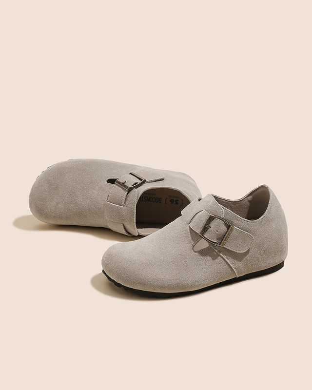 Boconstudio női cipő 6 cm-es magasságnövelő, valódi bőr, vastag talpú slip-on, zárt orrú, Birkenstock-stílus