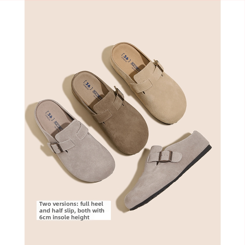 Boconstudio női cipő 6 cm-es magasságnövelő, valódi bőr, vastag talpú slip-on, zárt orrú, Birkenstock-stílus