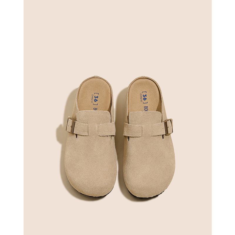 Boconstudio női cipő 6 cm-es magasságnövelő, valódi bőr, vastag talpú slip-on, zárt orrú, Birkenstock-stílus