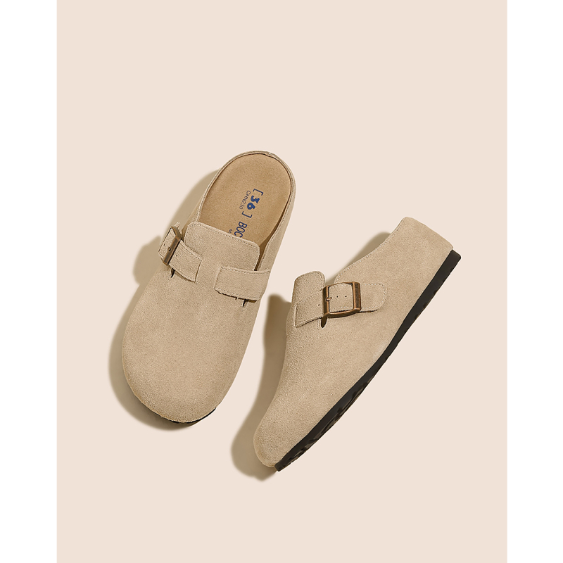 Boconstudio női cipő 6 cm-es magasságnövelő, valódi bőr, vastag talpú slip-on, zárt orrú, Birkenstock-stílus