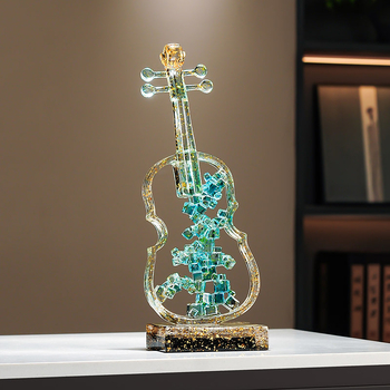 Луксозна декоративна фигура от смола с мотив виолина за дневна, антре, телевизионен шкаф и винен шкаф