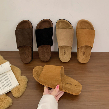 Női Birkenstock-stílusú szandálok marhabőrből, puha bőr, kültéri használatra, 2025-őszi modell, egyszerű és stílusos, egypántos slip-on