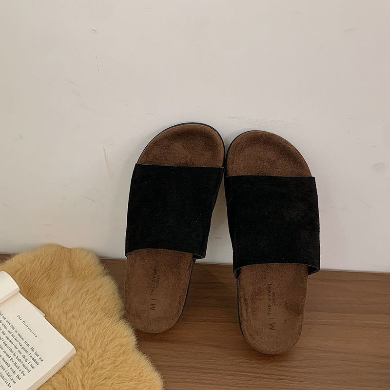 Női Birkenstock-stílusú szandálok marhabőrből, puha bőr, kültéri használatra, 2025-őszi modell, egyszerű és stílusos, egypántos slip-on
