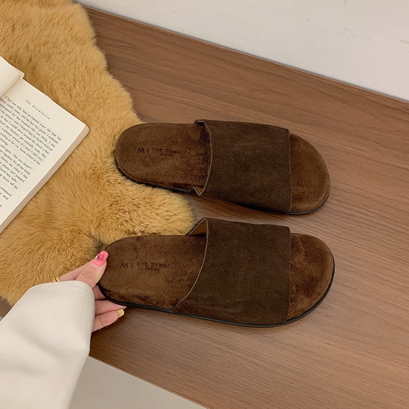Női Birkenstock-stílusú szandálok marhabőrből, puha bőr, kültéri használatra, 2025-őszi modell, egyszerű és stílusos, egypántos slip-on