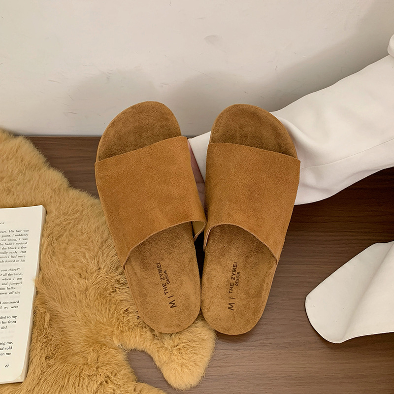 Női Birkenstock-stílusú szandálok marhabőrből, puha bőr, kültéri használatra, 2025-őszi modell, egyszerű és stílusos, egypántos slip-on
