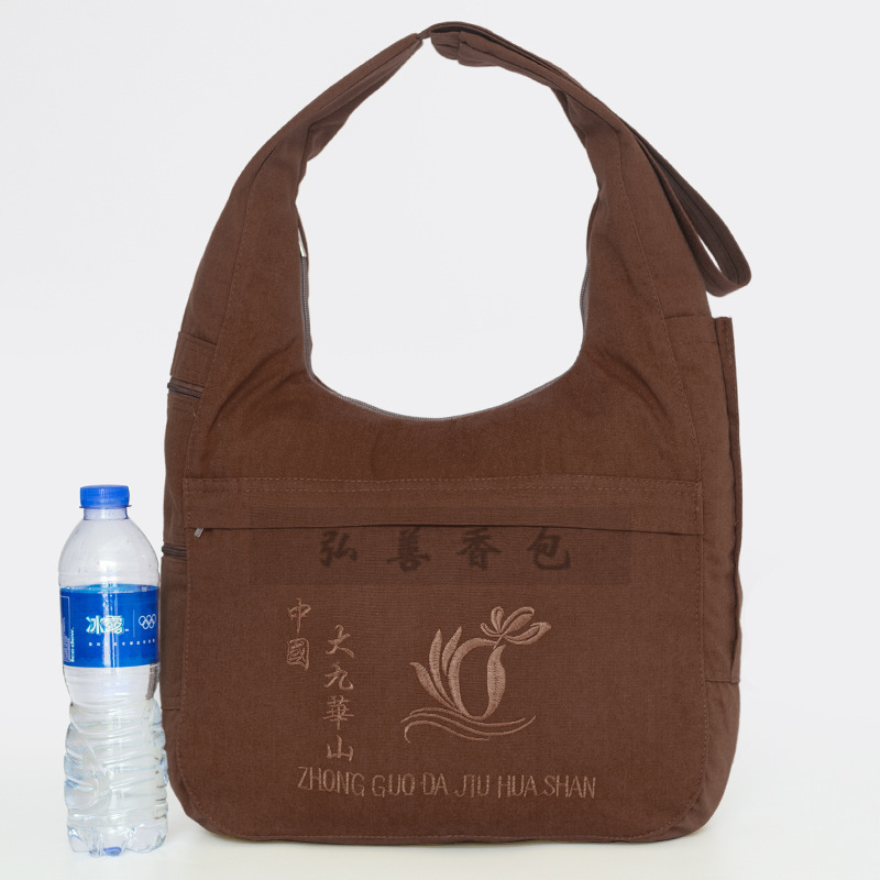 Hongshan Jiuhua Mountain platnena torbica za tamjan, oblik polumjeseca, budistička crossbody torba