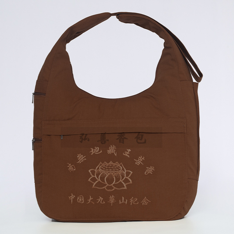 Hongshan Jiuhua Mountain platnena torbica za tamjan, oblik polumjeseca, budistička crossbody torba