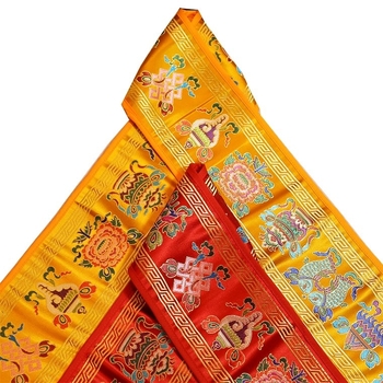 Tibetanski tantrični budistički stolni ukras s osam sretnih simbola, podmetač za čaše i podloga za dharma instrumente, duljina oko 1,2 m