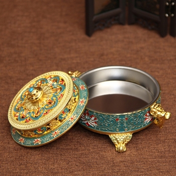 Emajlirani tanjur s cloisonné filigranom, držač za tamjan, tanjur za tamjan i toranj za tamjan – Powder Blue