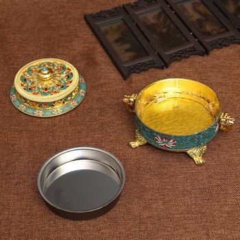 Emajlirani tanjur s cloisonné filigranom, držač za tamjan, tanjur za tamjan i toranj za tamjan – Powder Blue