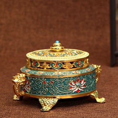 Emajlirani tanjur s cloisonné filigranom, držač za tamjan, tanjur za tamjan i toranj za tamjan – Powder Blue