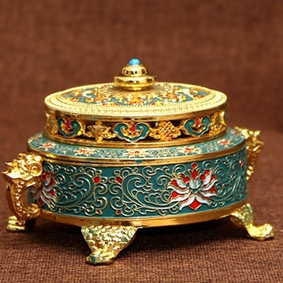 Emajlirani tanjur s cloisonné filigranom, držač za tamjan, tanjur za tamjan i toranj za tamjan – Powder Blue
