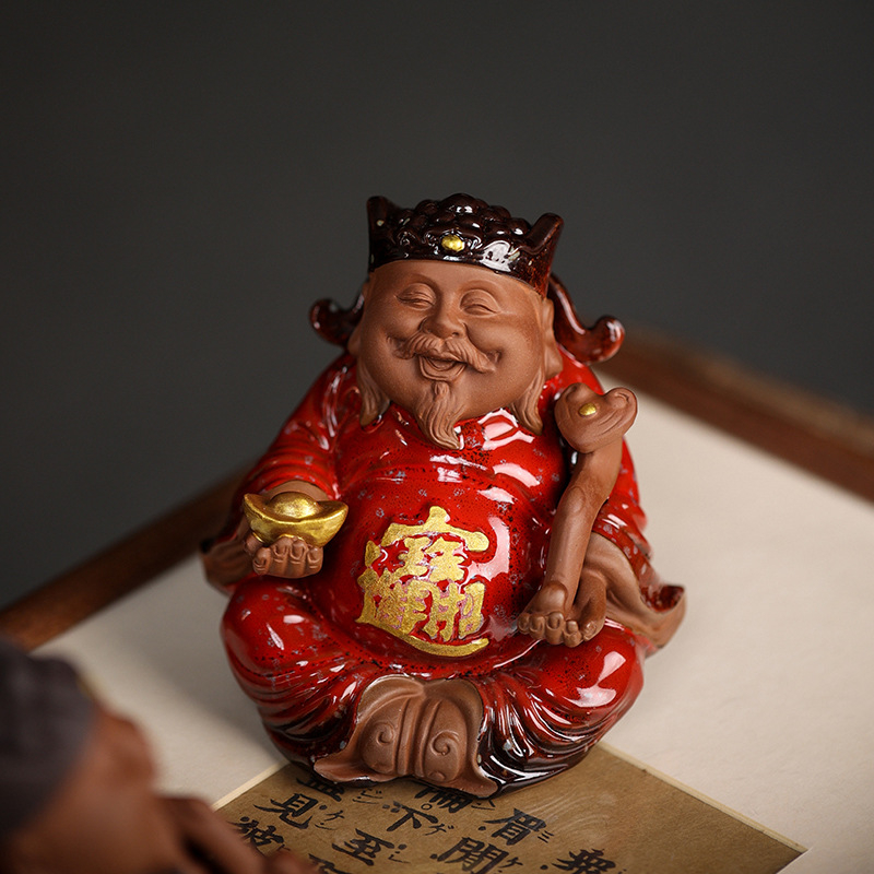 Малка керамична статуя на Бог на богатството, китайски стил, декоративна фигура за всекидневна
