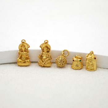 DIY privjesak od S925 srebra s pozlaćivanjem — trodimenzionalna Buddha statua sa Zelenom Tarom i Budom bez forme