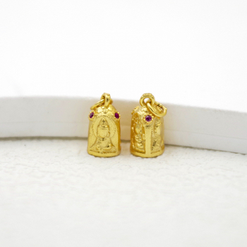 DIY privjesak od S925 srebra s pozlaćivanjem — trodimenzionalna Buddha statua sa Zelenom Tarom i Budom bez forme