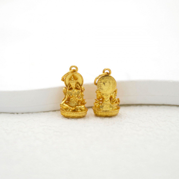 DIY privjesak od S925 srebra s pozlaćivanjem — trodimenzionalna Buddha statua sa Zelenom Tarom i Budom bez forme