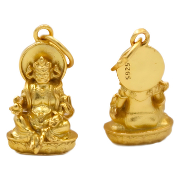 DIY privjesak od S925 srebra s pozlaćivanjem — trodimenzionalna Buddha statua sa Zelenom Tarom i Budom bez forme