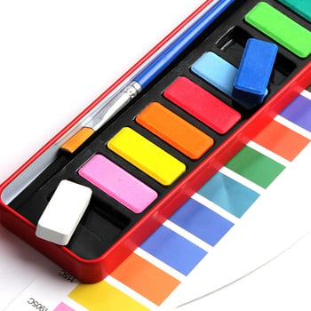 Gouache set 24 boje u crvenoj metalnoj kutiji za djecu
