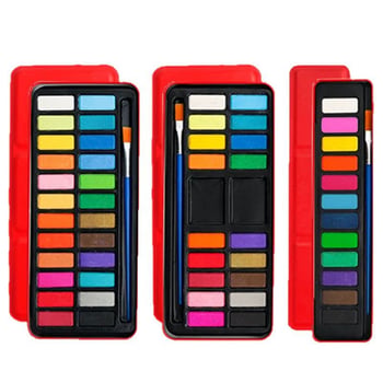 Gouache set 24 boje u crvenoj metalnoj kutiji za djecu