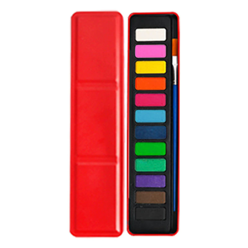 Gouache set 24 boje u crvenoj metalnoj kutiji za djecu