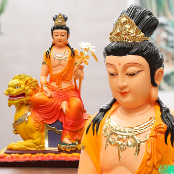Manjushri и Samantabhadra Бодхисатва статуи, Huayan стил Три Светци, статуя Буда из смола за домашна декорация