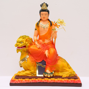 Manjushri и Samantabhadra Бодхисатва статуи, Huayan стил Три Светци, статуя Буда из смола за домашна декорация