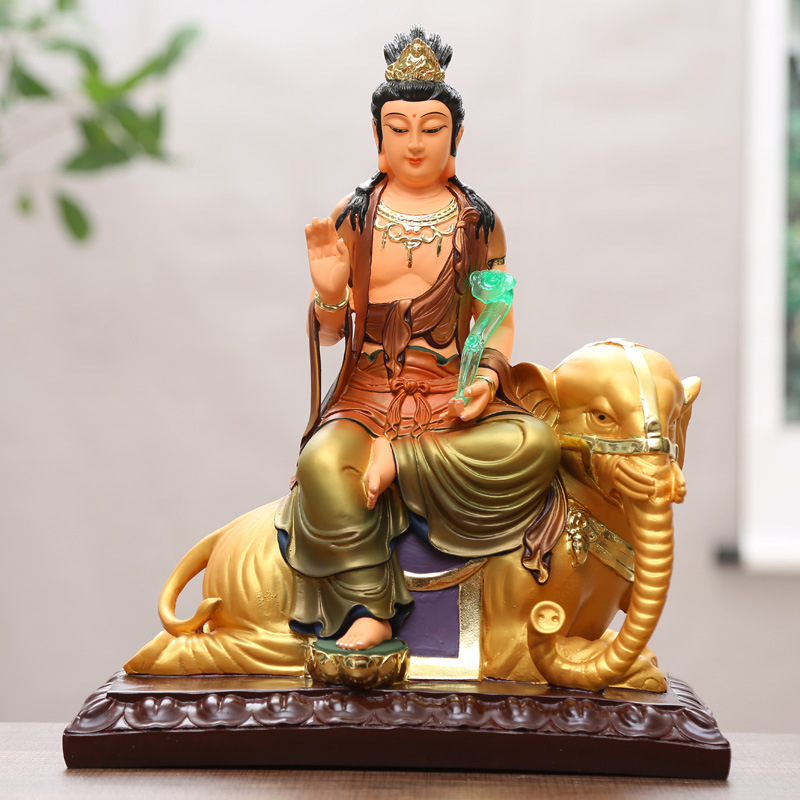 Manjushri и Samantabhadra Бодхисатва статуи, Huayan стил Три Светци, статуя Буда из смола за домашна декорация
