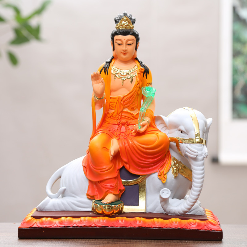 Manjushri и Samantabhadra Бодхисатва статуи, Huayan стил Три Светци, статуя Буда из смола за домашна декорация