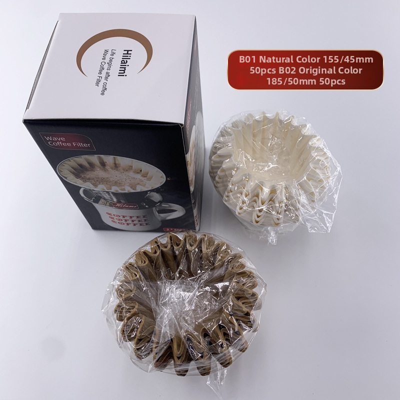 Whalemi vlnité filtre na kávu, hrnčekový štýl pour-over, 50 kusov, farebná krabička, 2-dielny set