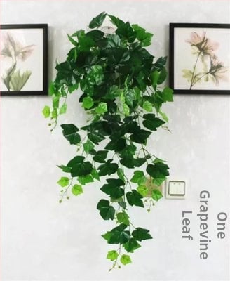 Изкуствено растение за стенна украса с висяща кошница и зелени листа