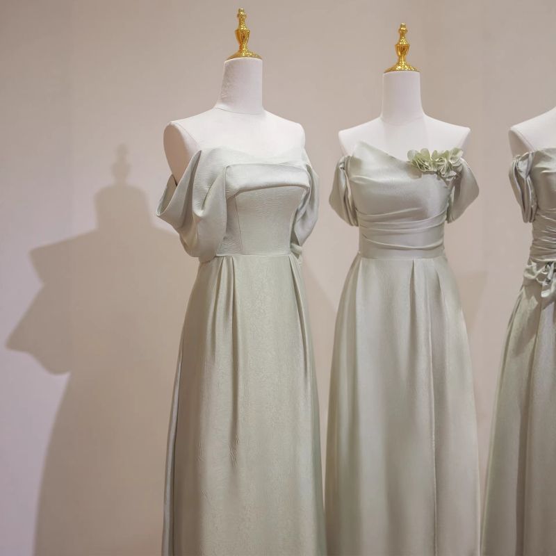 Haljina za djeveruše 2026 – satenska duga večernja haljina s visokim strukom, bez rukava, off-shoulder, elegantna za vjenčanje