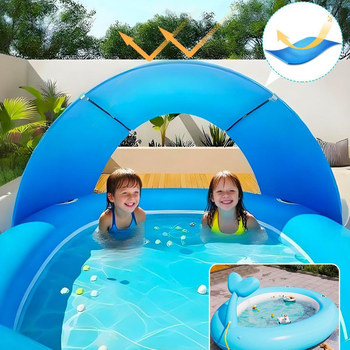 Надуваем кит със слънчев чадър и воден фонтан за детска външна водна игра в басейн