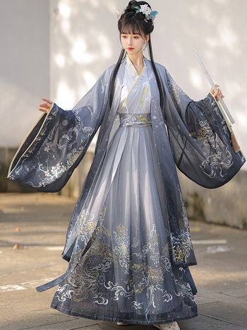Ženska Hanfu haljina 2024, izvorni dizajn u stilu Wei-Jin s modernim Han elementima, proljetni svakodnevni komad