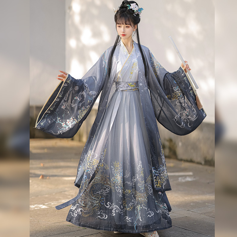 Ženska Hanfu haljina 2024, izvorni dizajn u stilu Wei-Jin s modernim Han elementima, proljetni svakodnevni komad