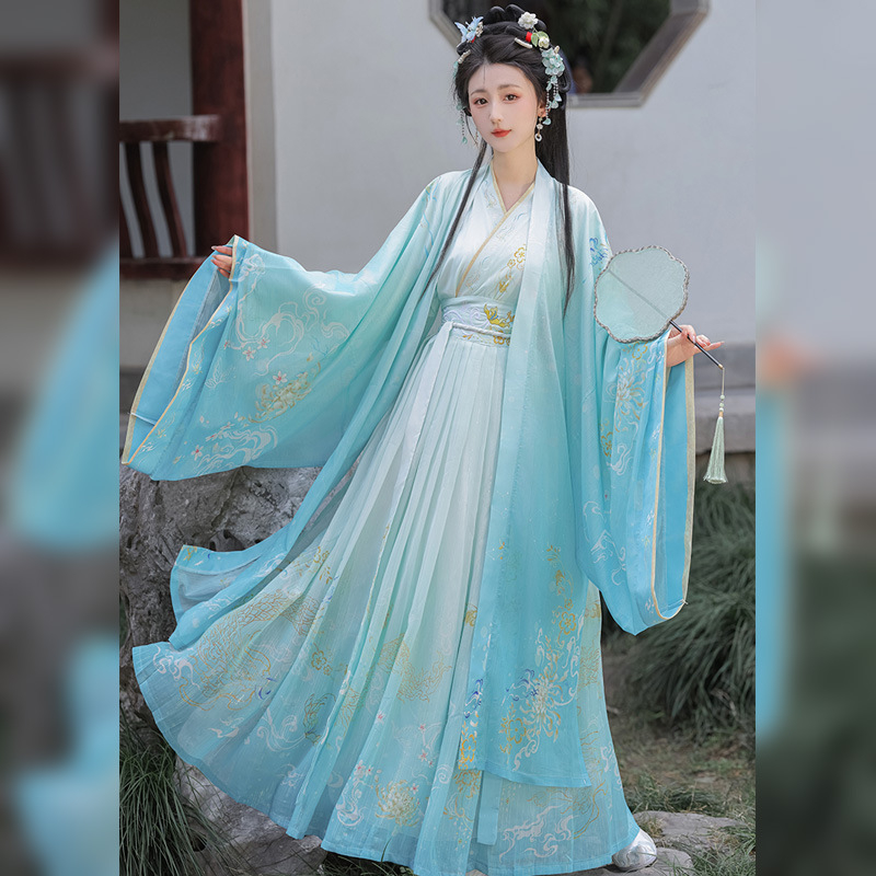Ženska Hanfu haljina 2024, izvorni dizajn u stilu Wei-Jin s modernim Han elementima, proljetni svakodnevni komad