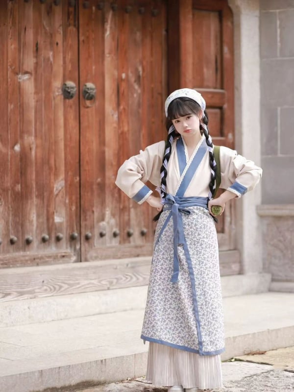 Hanfu za žene, pastoralni stil za fotografiranje, slatka seoska vizija, suknja koja se vrti