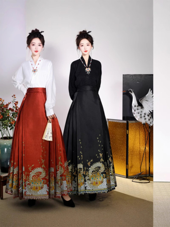 Hanfu za žene u Ming stilu s izvezenim cvjetnim motivima, suknja do struka, nacionalni stil, vitka silueta, svakodnevni komad odjeće