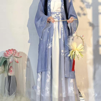 Hanfu ženski set, stil dinastije Song, plus veličina, svijetlozelena, ultra-tanka tkanina, proljeće-ljeto-jesen