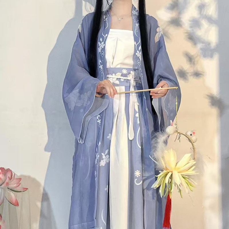 Hanfu ženski set, stil dinastije Song, plus veličina, svijetlozelena, ultra-tanka tkanina, proljeće-ljeto-jesen