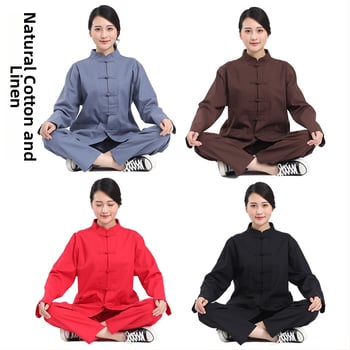 Štvorsezónny Zen odevný set na meditáciu a zdravie, bavlno-linový materiál, čínskeho štýlu Zen oblečenie