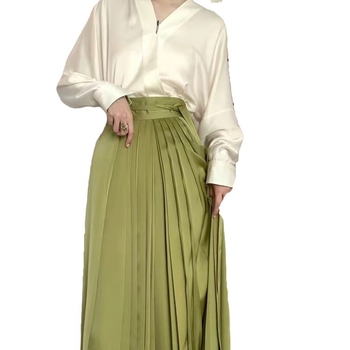 Ženski Hanfu set – kineskog stila, svakodnevna moderna odjeća, elegantna zelena plisirana suknja, jesen